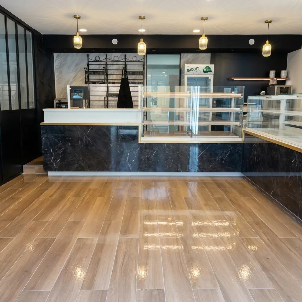 Comptoir sur-mesure en marbre noir & laiton