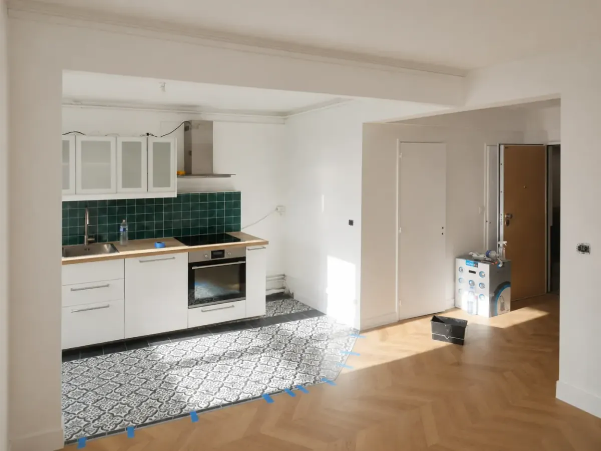 Perspective de la cuisine & aménagements sur-mesure